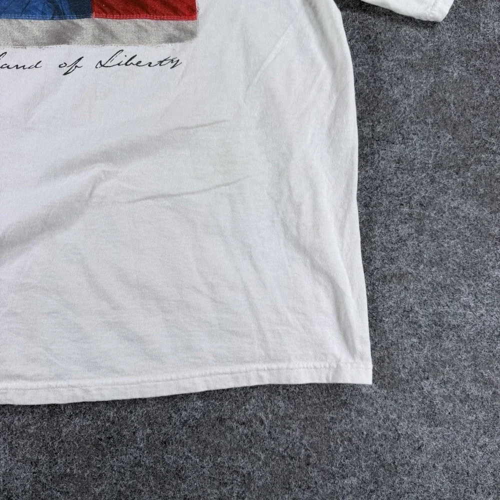 Vintage Anvil‎ Land of Liberty T-Shirt Mens M White Pre-Shrunk USA American Flag
